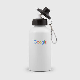Бутылка спортивная с принтом Google , металл | емкость — 500 мл, в комплекте две пластиковые крышки и карабин для крепления | google