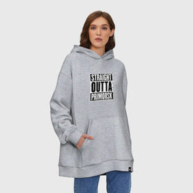 Худи SuperOversize хлопок с принтом Straight outta Primorsk , 70% хлопок, 30% полиэстер, мягкий начес внутри | карман-кенгуру, эластичная резинка на манжетах и по нижней кромке, двухслойный капюшон
 | battlegrounds | player | playerunknowns | primorsk | pubg | unknown | згип | приморск