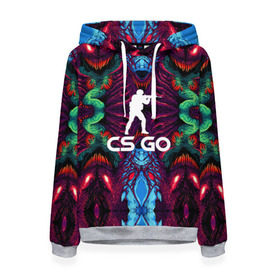 Женская толстовка 3D с принтом CS GO hyper beast collection , 100% полиэстер  | двухслойный капюшон со шнурком для регулировки, мягкие манжеты на рукавах и по низу толстовки, спереди карман-кенгуру с мягким внутренним слоем. | скоростной зверь