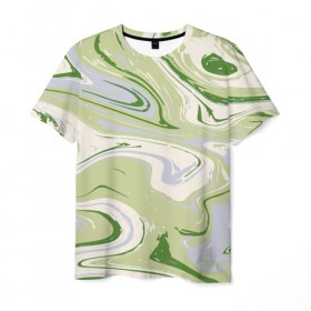 Мужская футболка 3D с принтом marble green , 100% полиэфир | прямой крой, круглый вырез горловины, длина до линии бедер | Тематика изображения на принте: abstraction | color | marble | texture | абстракция | краска | краски | разводы | текстура | цвет