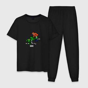 Мужская пижама хлопок с принтом Battletoads , 100% хлопок | брюки и футболка прямого кроя, без карманов, на брюках мягкая резинка на поясе и по низу штанин
 | 8 bit | 8 бит | battletoads | dendy | nes | nintendo | oldschool | pixel art | денди | нинтендо