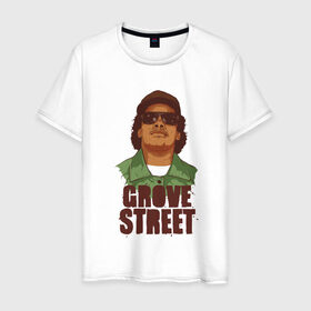 Мужская футболка хлопок с принтом grove street , 100% хлопок | прямой крой, круглый вырез горловины, длина до линии бедер, слегка спущенное плечо. | eazy e | gta | raiders | san andreas | райдер