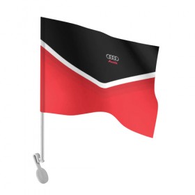 Флаг для автомобиля с принтом Audi Black & Red , 100% полиэстер | Размер: 30*21 см | audi | ауди | кольца | красный | машина | черный