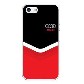 Чехол для iPhone 5/5S матовый с принтом Audi Black & Red , Силикон | Область печати: задняя сторона чехла, без боковых панелей | Тематика изображения на принте: audi | ауди | кольца | красный | машина | черный