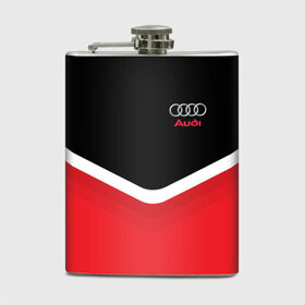 Фляга с принтом Audi Black & Red , металлический корпус | емкость 0,22 л, размер 125 х 94 мм. Виниловая наклейка запечатывается полностью | Тематика изображения на принте: audi | ауди | кольца | красный | машина | черный