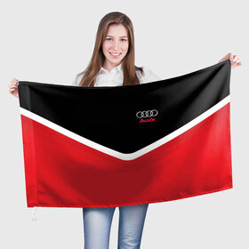 Флаг 3D с принтом Audi Black & Red , 100% полиэстер | плотность ткани — 95 г/м2, размер — 67 х 109 см. Принт наносится с одной стороны | audi | ауди | кольца | красный | машина | черный
