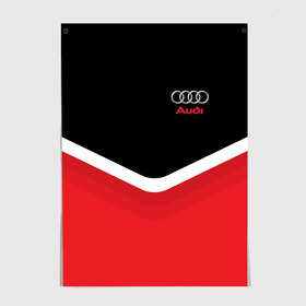 Постер с принтом Audi Black & Red , 100% бумага
 | бумага, плотность 150 мг. Матовая, но за счет высокого коэффициента гладкости имеет небольшой блеск и дает на свету блики, но в отличии от глянцевой бумаги не покрыта лаком | audi | ауди | кольца | красный | машина | черный