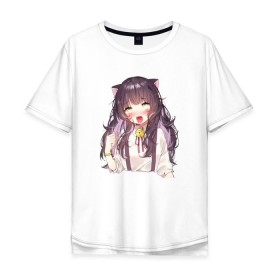 Мужская футболка хлопок Oversize с принтом Ahegao Meow , 100% хлопок | свободный крой, круглый ворот, “спинка” длиннее передней части | ahegao | аниме | ахегао