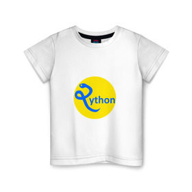 Детская футболка хлопок с принтом Python - язык программирования , 100% хлопок | круглый вырез горловины, полуприлегающий силуэт, длина до линии бедер | Тематика изображения на принте: python | змея | питон | программирование | программист | сисадмин | системный администратор | язык
