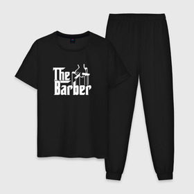 Мужская пижама хлопок с принтом The Barber godfather , 100% хлопок | брюки и футболка прямого кроя, без карманов, на брюках мягкая резинка на поясе и по низу штанин
 | Тематика изображения на принте: barber | barbershop | hair | style | барбер | барбершоп | стиль