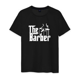 Мужская футболка хлопок с принтом The Barber godfather , 100% хлопок | прямой крой, круглый вырез горловины, длина до линии бедер, слегка спущенное плечо. | Тематика изображения на принте: barber | barbershop | hair | style | барбер | барбершоп | стиль