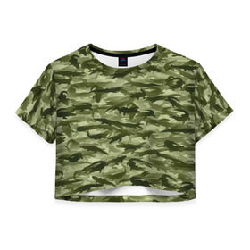 Женская футболка Cropp-top с принтом Камуфляж с крокодилами , 100% полиэстер | круглая горловина, длина футболки до линии талии, рукава с отворотами | аллигатор | африка | болото | животные | кайман | крокодил | милитари | паттерн | проесмыкающиеся | хаки | хищники