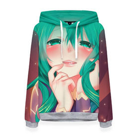 Женская толстовка 3D с принтом Miku Ahegao , 100% полиэстер  | двухслойный капюшон со шнурком для регулировки, мягкие манжеты на рукавах и по низу толстовки, спереди карман-кенгуру с мягким внутренним слоем. | вокалоид | зеленоволосая девушка | мику ахегао | хатсуне мику