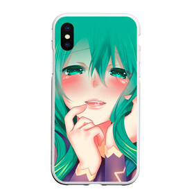 Чехол для iPhone XS Max матовый с принтом Miku Ahegao , Силикон | Область печати: задняя сторона чехла, без боковых панелей | Тематика изображения на принте: вокалоид | зеленоволосая девушка | мику ахегао | хатсуне мику