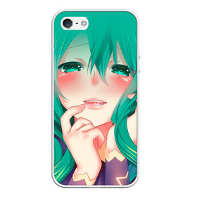 Чехол для iPhone 5/5S матовый с принтом Miku Ahegao , Силикон | Область печати: задняя сторона чехла, без боковых панелей | Тематика изображения на принте: вокалоид | зеленоволосая девушка | мику ахегао | хатсуне мику