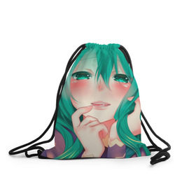 Рюкзак-мешок 3D с принтом Miku Ahegao , 100% полиэстер | плотность ткани — 200 г/м2, размер — 35 х 45 см; лямки — толстые шнурки, застежка на шнуровке, без карманов и подкладки | вокалоид | зеленоволосая девушка | мику ахегао | хатсуне мику