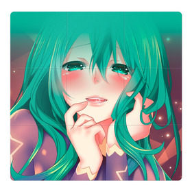 Магнитный плакат 3Х3 с принтом Miku Ahegao , Полимерный материал с магнитным слоем | 9 деталей размером 9*9 см | Тематика изображения на принте: вокалоид | зеленоволосая девушка | мику ахегао | хатсуне мику