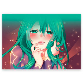 Поздравительная открытка с принтом Miku Ahegao , 100% бумага | плотность бумаги 280 г/м2, матовая, на обратной стороне линовка и место для марки
 | Тематика изображения на принте: вокалоид | зеленоволосая девушка | мику ахегао | хатсуне мику