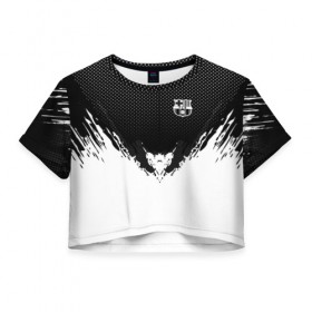 Женская футболка 3D укороченная с принтом Barcelona black 2018 , 100% полиэстер | круглая горловина, длина футболки до линии талии, рукава с отворотами | football | soccer | барселона