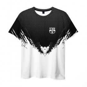 Мужская футболка 3D с принтом Barcelona black 2018 , 100% полиэфир | прямой крой, круглый вырез горловины, длина до линии бедер | football | soccer | барселона