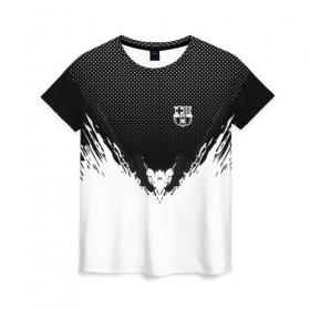 Женская футболка 3D с принтом Barcelona black 2018 , 100% полиэфир ( синтетическое хлопкоподобное полотно) | прямой крой, круглый вырез горловины, длина до линии бедер | football | soccer | барселона
