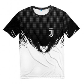 Мужская футболка 3D с принтом Juventus black 2018 , 100% полиэфир | прямой крой, круглый вырез горловины, длина до линии бедер | 