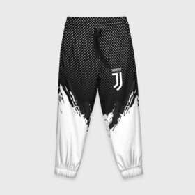 Детские брюки 3D с принтом Juventus black 2018 , 100% полиэстер | манжеты по низу, эластичный пояс регулируется шнурком, по бокам два кармана без застежек, внутренняя часть кармана из мелкой сетки | 