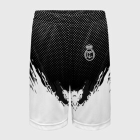 Детские спортивные шорты 3D с принтом Real Madrid black 2018 ,  100% полиэстер
 | пояс оформлен широкой мягкой резинкой, ткань тянется
 | Тематика изображения на принте: football | soccer | реал мадрид