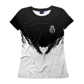 Женская футболка 3D с принтом Real Madrid black 2018 , 100% полиэфир ( синтетическое хлопкоподобное полотно) | прямой крой, круглый вырез горловины, длина до линии бедер | football | soccer | реал мадрид