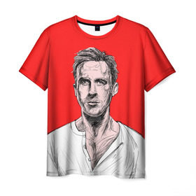 Мужская футболка 3D с принтом Райан Гослинг_3 , 100% полиэфир | прямой крой, круглый вырез горловины, длина до линии бедер | ryan gosling | актер | райан гослинг