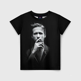 Детская футболка 3D с принтом Ryan Gosling , 100% гипоаллергенный полиэфир | прямой крой, круглый вырез горловины, длина до линии бедер, чуть спущенное плечо, ткань немного тянется | ryan gosling | актер | райан гослинг