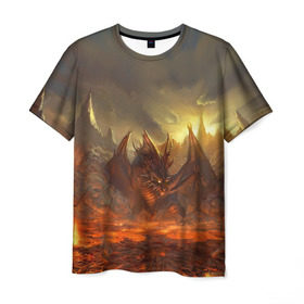 Мужская футболка 3D с принтом Fire Dragon , 100% полиэфир | прямой крой, круглый вырез горловины, длина до линии бедер | goddess of destruction | line age | line age ii | lineage ii | линейка
