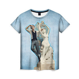Женская футболка 3D с принтом Райан Гослинг_11 , 100% полиэфир ( синтетическое хлопкоподобное полотно) | прямой крой, круглый вырез горловины, длина до линии бедер | ryan gosling | актер | райан гослинг