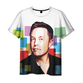 Мужская футболка 3D с принтом Илон Маск , 100% полиэфир | прямой крой, круглый вырез горловины, длина до линии бедер | elon musk | тесла