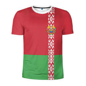 Мужская футболка 3D спортивная с принтом Белоруссия, лента с гербом , 100% полиэстер с улучшенными характеристиками | приталенный силуэт, круглая горловина, широкие плечи, сужается к линии бедра | belarus | byelorussia | беларусь | белорус | белоруссия | белорусский | минск | республика | флаг