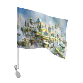 Флаг для автомобиля с принтом Город в небе , 100% полиэстер | Размер: 30*21 см | heroes of might and magic | герои