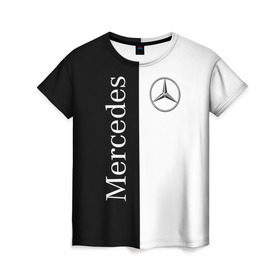 Женская футболка 3D с принтом Mercedes , 100% полиэфир ( синтетическое хлопкоподобное полотно) | прямой крой, круглый вырез горловины, длина до линии бедер | benz | mercedes | авто | автомобиль | бенз | мерседес