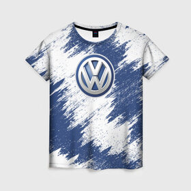 Женская футболка 3D с принтом Volkswagen , 100% полиэфир ( синтетическое хлопкоподобное полотно) | прямой крой, круглый вырез горловины, длина до линии бедер | auto | car | race | volkswagen | авто | гонки | краска | краски | марка | машина | фольксваген | фольтсваген