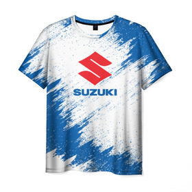 Мужская футболка 3D с принтом Suzuki , 100% полиэфир | прямой крой, круглый вырез горловины, длина до линии бедер | Тематика изображения на принте: auto | car | race | suzuki | авто | гонки | краска | краски | марка | машина | сузуки
