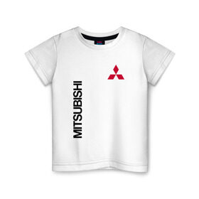 Детская футболка хлопок с принтом Mitsubishi , 100% хлопок | круглый вырез горловины, полуприлегающий силуэт, длина до линии бедер |  машина | марка | митсубиси