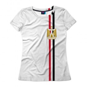 Женская футболка 3D с принтом Египет, лента с гербом , 100% полиэфир ( синтетическое хлопкоподобное полотно) | прямой крой, круглый вырез горловины, длина до линии бедер | александрия | арабская | герб | гиза | государство | египет | египетский | каир | республика | страна | флаг