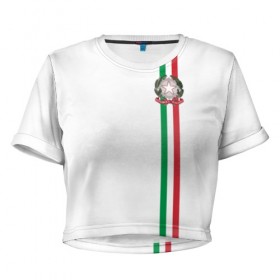 Женская футболка 3D укороченная с принтом Италия, лента с гербом , 100% полиэстер | круглая горловина, длина футболки до линии талии, рукава с отворотами | 