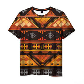 Мужская футболка 3D с принтом Aztec ornament , 100% полиэфир | прямой крой, круглый вырез горловины, длина до линии бедер | aztec | geometry | pattern | symbol | world | ацтек | геометрия | народный | орнамент | символы | узор | этника | этнический