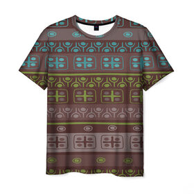 Мужская футболка 3D с принтом Aztec symbol , 100% полиэфир | прямой крой, круглый вырез горловины, длина до линии бедер | Тематика изображения на принте: geometry | pattern | symbol | world | геометрия | народный | орнамент | символы | узор | этника | этнический