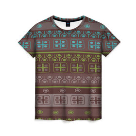 Женская футболка 3D с принтом Aztec symbol , 100% полиэфир ( синтетическое хлопкоподобное полотно) | прямой крой, круглый вырез горловины, длина до линии бедер | geometry | pattern | symbol | world | геометрия | народный | орнамент | символы | узор | этника | этнический