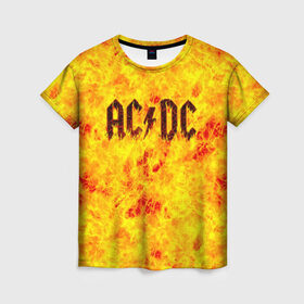 Женская футболка 3D с принтом AC/DC Hell-Fire , 100% полиэфир ( синтетическое хлопкоподобное полотно) | прямой крой, круглый вырез горловины, длина до линии бедер | ac dc | acdc | fire | hard rock | rock | асдс | рок | эй си ди си