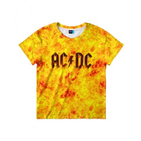 Детская футболка 3D с принтом AC/DC Hell-Fire , 100% гипоаллергенный полиэфир | прямой крой, круглый вырез горловины, длина до линии бедер, чуть спущенное плечо, ткань немного тянется | ac dc | acdc | fire | hard rock | rock | асдс | рок | эй си ди си