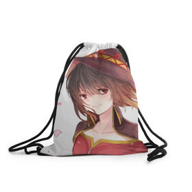 Рюкзак-мешок 3D с принтом Megumin , 100% полиэстер | плотность ткани — 200 г/м2, размер — 35 х 45 см; лямки — толстые шнурки, застежка на шнуровке, без карманов и подкладки | Тематика изображения на принте: aqua | darkness | kono subarashii | konosuba | megumin | этот замечательный мир