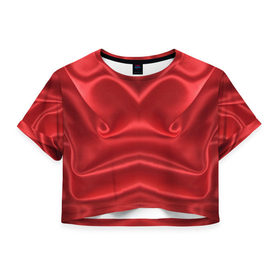 Женская футболка 3D укороченная с принтом Красный Шелк , 100% полиэстер | круглая горловина, длина футболки до линии талии, рукава с отворотами | шелк