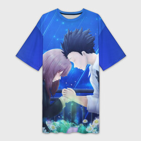 Платье-футболка 3D с принтом Сёко Нисимия и Шоя Ишида ,  |  | a silent voice | anime | koe no katachi | shouko nishimiya | shouya ishida | аниме | форма голоса